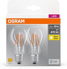 OSRAM LED-Lampen Base CLASSIC A40 Multipack E27 4 W klar, 2 St.
