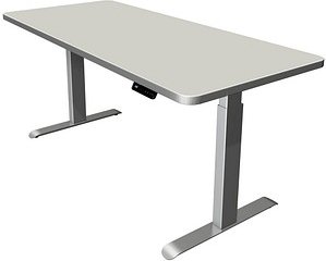 Thumbnail - Kerkmann Move 3 Premium elektrisch höhenverstellbarer Schreibtisch lichtgrau rechteckig, T-Fuß-Gestell silber 180,0 x 80...