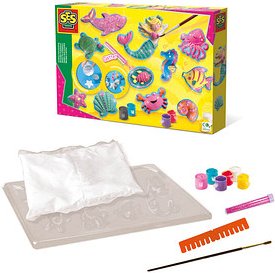 SES Creative® Gipsgießen-Set Glitzer Meerestiere mehrfarbig