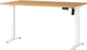 GERMANIA Profi 3.0 höhenverstellbarer Schreibtisch grandson-eiche rechteckig, T-Fuß-Gestell weiß 140,0 x 80,0 cm