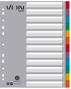 Thumbnail - VON LEITZ Register DIN A4 Vollformat blanko grau-weiß 12-teilig, 1 Satz