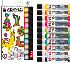 Thumbnail - Marabu Lama Fenstermalfarben farbsortiert 10 leuchtende Farben à 25,0 ml