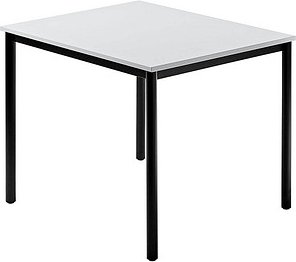 HAMMERBACHER Konferenztisch VDR08 lichtgrau quadratisch, Rundrohr schwarz, 80,0 x 80,0 x 72,0 cm