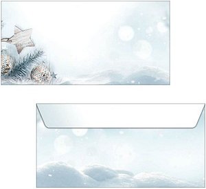 SIGEL Weihnachtsbriefumschläge Snow Star DIN lang ohne Fenster, 25 St.