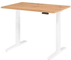 HAMMERBACHER XMKA12 elektrisch höhenverstellbarer Schreibtisch asteiche rechteckig, C-Fuß-Gestell weiß 120,0 x 80,0 cm
