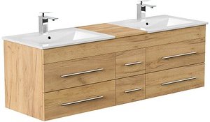 Thumbnail - POSSEIK Waschbecken mit Unterschrank NERO XL eiche gold 153,0 x 46,5 x 51,2 cm