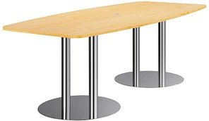 Thumbnail - HAMMERBACHER Konferenztisch KT22S ahorn Tonnenform, Rundrohr chrom, 220,0 x 83,0 - 103,0 x 74,5 cm