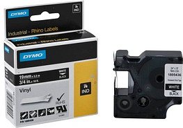 DYMO Schriftband RHINO 1805436, 19 mm weiß auf schwarz