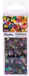 Rayher Streu-Pailletten irisierend schwarz gewölbt Ø 6,0 mm, 4.000 St.