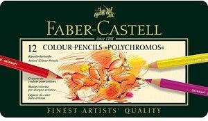 FABER-CASTELL Künstlerfarbstifte Polychromos Buntstifte farbsortiert, 12 St.
