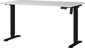 GERMANIA Boras höhenverstellbarer Schreibtisch lichtgrau rechteckig, T-Fuß-Gestell schwarz 140,0 x 80,0 cm