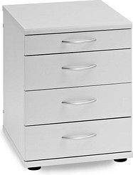 MÖBELPARTNER Standcontainer lichtgrau 4 Auszüge Kunststoff-Stangengriff silber 41,6 x 50,0 x 53,4 cm