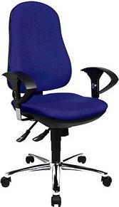 Thumbnail - Topstar Bürostuhl Support ®Syncro Deluxe, 8559U G26 Stoff blau, Gestell chrom