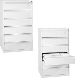 Gürkan Karteischrank reinweiß 6 Schubladen 76,0 x 62,0 x 132,0 cm
