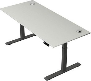 Thumbnail - Kerkmann Move 2 Plus elektrisch höhenverstellbarer Schreibtisch lichtgrau rechteckig, T-Fuß-Gestell anthrazit 180,0 x 80...