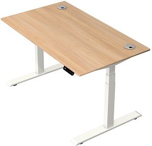 Thumbnail - Kerkmann Move 2 Plus elektrisch höhenverstellbarer Schreibtisch eiche hell rechteckig, T-Fuß-Gestell weiß 140,0 x 80,0 c...