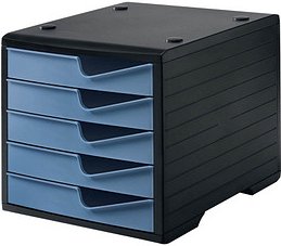 styro Schubladenbox styroswingbox taupenblau 275-8430.3691, DIN A4 mit 5 Schubladen, 1 St.