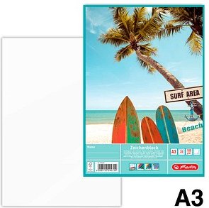 herlitz Zeichenblock DIN A3 100 g/qm, 20 Blatt, 1 Block