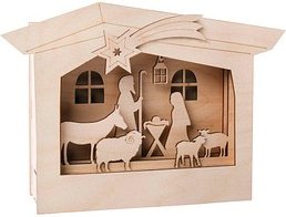 Rayher Holzbausatz 3D-Motivrahmen Krippe beige