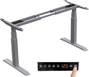 LMG elektrisch höhenverstellbares Schreibtischgestell silber ohne Tischplatte, T-Fuß-Gestell silber 130,0 - 160,0 x 57,0...