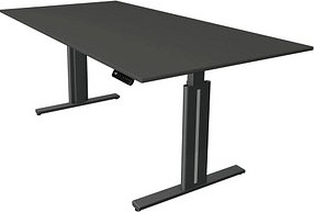 Thumbnail - Kerkmann Move 3 elegant elektrisch höhenverstellbarer Schreibtisch anthrazit rechteckig, T-Fuß-Gestell grau 200,0 x 100,...