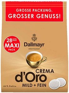 Dallmayr Crema d'Oro Kaffeepads, Arabicabohnen mild, 28 Pads