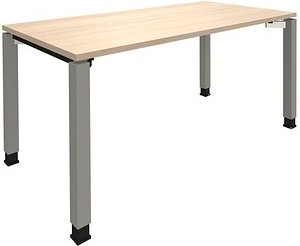 fm Sidney höhenverstellbarer Schreibtisch akazie rechteckig, 4-Fuß-Gestell Quadratrohr silber 160,0 x 80,0 cm