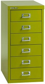 BISLEY MultiDrawer™ L296 Schubladenschrank grün 6 Schubladen 27,8 x 38,0 x 59,0 cm, 1 St.