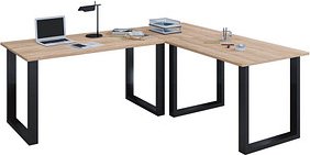 VCM my office Lona Schreibtisch sonoma-eiche L-Form, U-Fuß-Gestell schwarz 190,0 x 50,0/190,0 cm
