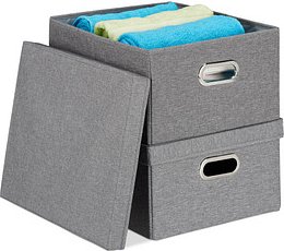 Thumbnail - 2 relaxdays Aufbewahrungsbox 25,0 l grau 34,5 x 42,0 x 20,5 cm