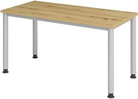 HAMMERBACHER HS614 Schreibtisch asteiche rechteckig, 4-Fuß-Gestell silber 140,0 x 67,2 cm
