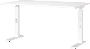 GERMANIA DOWNEY höhenverstellbarer Schreibtisch weiß rechteckig, C-Fuß-Gestell weiß 140,0 x 80,0 cm