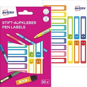 Thumbnail - AVERY Zweckform Stiftetiketten Gesichter, farblich sortiert 50,0 x 10,0 mm, 30 Etiketten