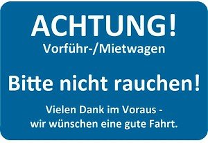 EICHNER Aufkleber ACHTUNG! Vorführ-/Mietwagen, blau/weiß, 250 St.