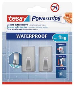 tesa WATERPROOF Small Klebehaken für max. 1,0 kg, 1,4 x 3,4 cm, 2 St.