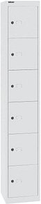 BISLEY Schließfachschrank verkehrsweiß CLK186696, 6 Schließfächer 30,5 x 45,7 x 180,2 cm