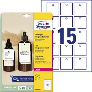 Thumbnail - AVERY Zweckform Hängeetiketten weiß 50,0 x 50,0 mm blanko, 150 St.