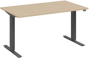 Thumbnail - fm Move elektrisch höhenverstellbarer Schreibtisch ahorn, anthrazit metallic rechteckig, T-Fuß-Gestell grau 140,0 x 80,0...