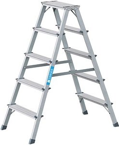 Thumbnail - ZARGES Stehleiter beidseitig Scana B silber 2x 5 Stufen, H: 117,0 cm