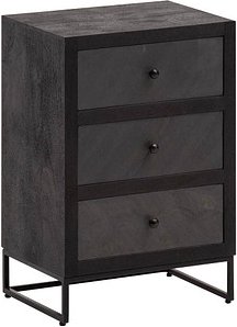 Thumbnail - WOHNLING Nachttisch Massivholz schwarz 40,0 x 30,0 x 60,0 cm