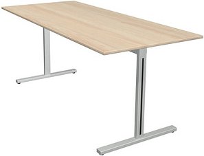 Thumbnail - Kerkmann Form 1 Schreibtisch ahorn rechteckig, T-Fuß-Gestell silber 180,0 x 80,0 cm
