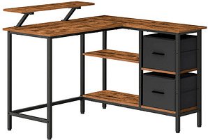 VASAGLE Schreibtisch vintage-braun rechteckig, 4-Fuß-Gestell schwarz 115,0 x 105,0 cm