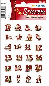 HERMA Adventskalenderzahlen Aufkleber mehrfarbig 72 St.