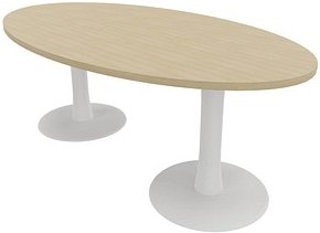 Thumbnail - Quadrifoglio Konferenztisch Idea+ eiche oval, Säulenfuß weiß, 200,0 x 110,0 x 74,0 cm