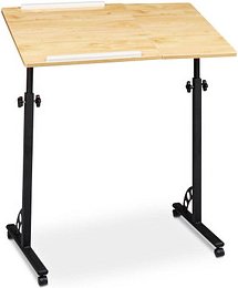 Thumbnail - relaxdays PC-Tisch höhenverstellbar eiche hell 80,0 x 50,0 x 75,0 - 110,0 cm