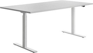 Topstar E-Table elektrisch höhenverstellbarer Schreibtisch lichtgrau rechteckig, T-Fuß-Gestell weiß 180,0 x 80,0 cm