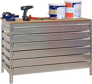 Thumbnail - Simonrack Werkbank SIMONWORK BT5 BOX silber 6 Schubladen 151,0 x 76,0 x 84,2 cm