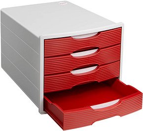 Thumbnail - Printus Schubladenbox rot 1001-P-17, DIN A4 mit 4 Schubladen