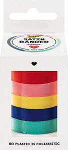 folia Geschenkband RAINBOW satiniert mint, dunkelblau, gelb, pink, rot 10,0 mm x 4,0 m