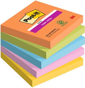 Post-it® Super Sticky Boost Haftnotizen extrastark farbsortiert, 5 Blöcke
